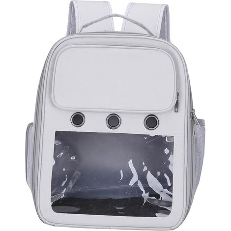 1 Sac À Dos Transport Chien, Fenêtres Transparentes, Tissu Oxford, Trous Respirants, Randonnée Gris (1/5)