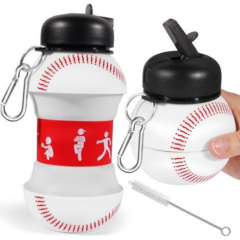 Faltbare und auslaufsichere Silikon-Trinkflasche (550 ml) für Männer, ideal für Sport, Schule und Reisen. Mit praktischem Klappverschluss im Baseball-Stil. (1/5)