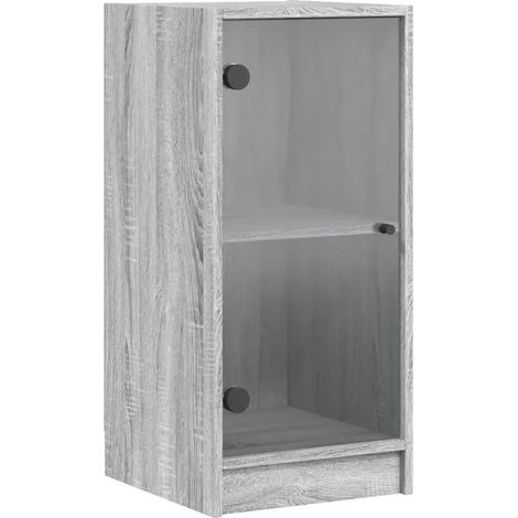Armoire latérale avec portes en verre design intemporel rangement 35 x 37 x 75 cm en bois d'ingénierie sonoma gris (1/5)