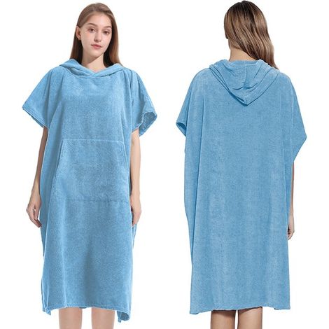 Poncho da surf con cappuccio per uomo e donna realizzato in microfibra assorbente e ad asciugatura rapida con tasche ideale per il surf, la spiaggia e il nuoto. (1/5)
