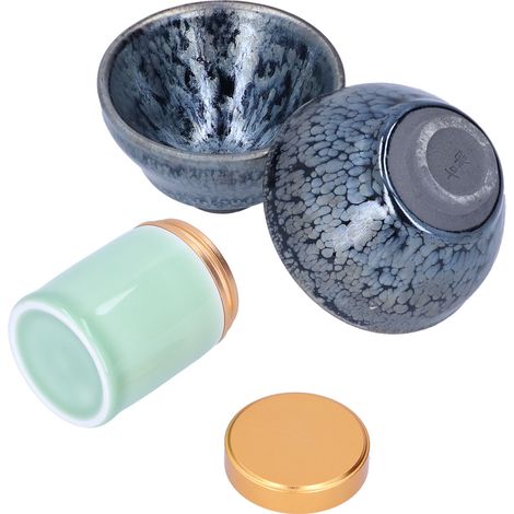 Service à thé Kung Fu en céramique comprenant une boîte à thé et une tasse, idéal pour offrir ou décorer votre intérieur. (1/5)