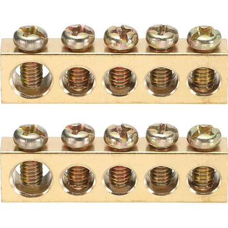 2 Pcs Borne De Mise À La Terre, 5 Positions Borne De Mise À La Terre En Laiton À Vis, Bloc De Barrière En Laiton À Vis M4 38.5x6x10mm Pour Appareils Électriques (1/5)