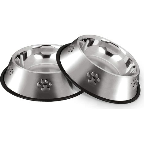 Gamelles en acier inoxydable pour chiens, antidérapantes, pour chiens de grande et moyenne taille, lot de 2, 26 cm (1/5)