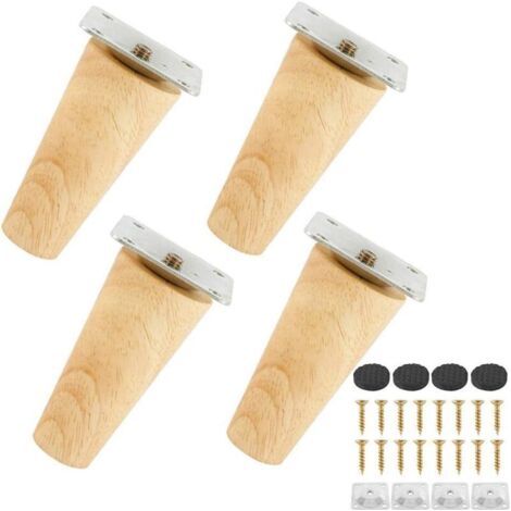 Lot de 4 Pieds de Canapé Bois Massif, Pieds de Meubles pour Fauteuil, Table de Nuit, Armoire, Tiroir (8cm, Straight) (1/5)