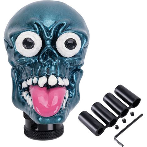 Individualisierungszubehör: Totenkopf-Schaltknauf, personalisierter Schaltknauf, Fahrzeuginnenausstattung – blau (1/4)