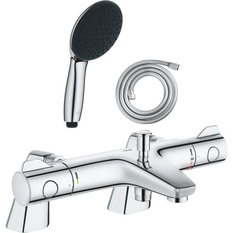 Pack mitigeur bain douche thermostatique GROHE Grohtherm 800 + douchette ronde  2 jets + flexible