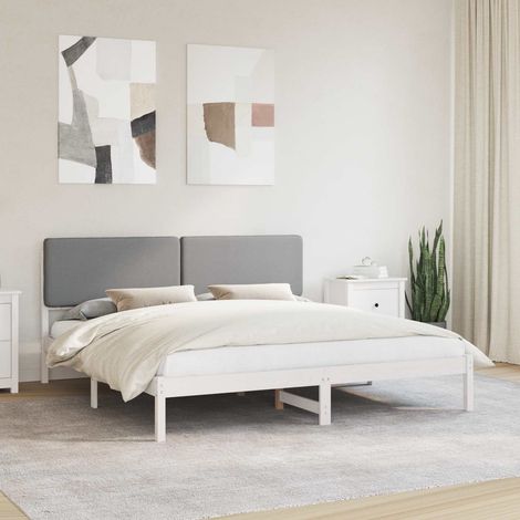 Bettgestell mit gepolstertem Kopfteil Hellgrau 180 x 200 cm