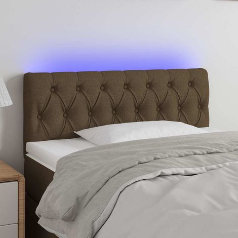 vidaXL Cabecero con LED de tela marrón oscuro 90x7x78/88 cm (1/5)