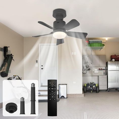Ganeed Screw in Ceiling Fan Light, Dimmable LED Ceiling Lamp Fan for Bedroom E27 Socket with Remote Control, Adjustable 4 Speed 3 Color Temperature, 45 cm Black (1/5)