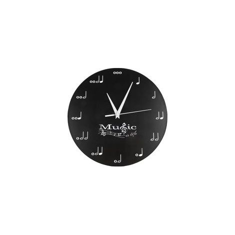 Horloge murale note de musique 30 x 30 cm en acrylique noir pour décoration d'intérieur sur le thème de la musique avec motif personnel (1/5)