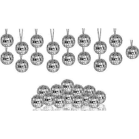 Lot de 30 boules disco argentées à suspendre avec corde - Décorations pour Noël, mariages, fêtes et festivals de musique (1/5)