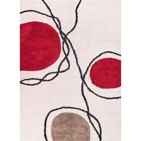 Teppich BOLAT Beige 140 x 200 cm Baumwolle