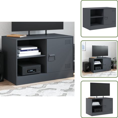 The Living Store TV-Schrank Anthrazit 67x39x44 cm Stahl - TV-Schrank Stahl (1/5)