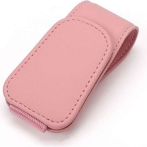 Porte-lunettes de voiture en cuir microfibre - Clip de lunettes - Clip de lunettes de soleil de voiture - Rose (1/4)