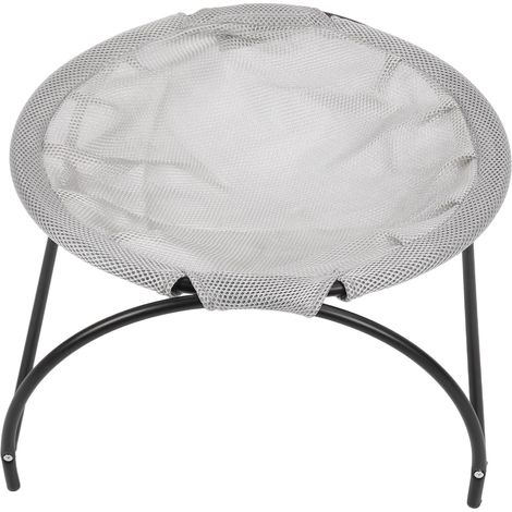 Chat suspendu pour chat et petit chien, lit surélevé en toile et acier inoxydable, démontable, gris, usage intérieur/extérieur (1/5)
