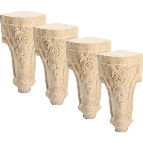 Ensemble de meubles en bois massif sculpté, composé de quatre pièces, comprenant un meuble TV et un canapé sur pieds, de style européen. (1/5)
