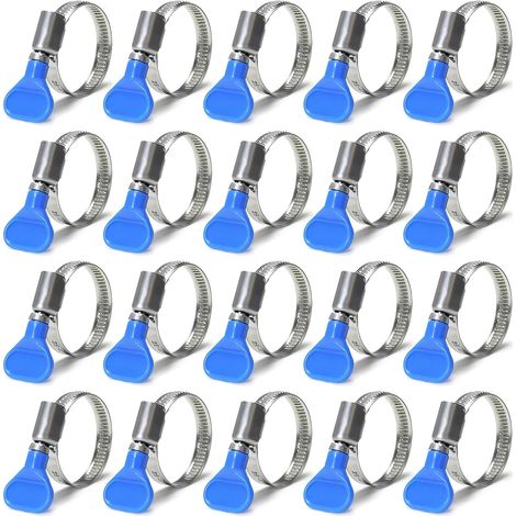 Collier de Serrage Inox,20 Pièces Collier de Serrage Inox Réglable, Plage de Serrage 25-40 mm, Collier de Serrage Tuyau avec Poignée, pour Piscines