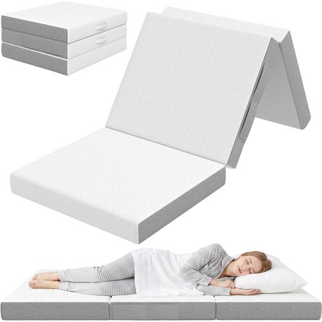 Matelas pliant 195 x 75 cm, 10 cm d'épaisseur, housse lavable, idéal pour les invités/le camping (1/5)