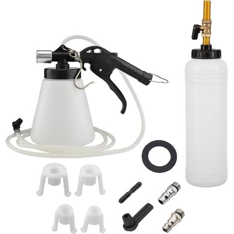 Kit de herramientas para cambio de líquido de frenos, sistema de doble botella, adaptadores universales, BLANCO (1/2)