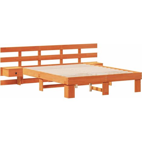 Lit double,Lit adulte,Cadre de lit Marron 140 x 200 cm Pin massif et pin massif CFW6391707 (1/5)