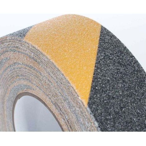 Ruban antidérapant - Noir/Jaune - 10 m x 5 cm - 2 rouleaux - Convient pour une utilisation intérieure et extérieure - Forte adhérence (1/4)