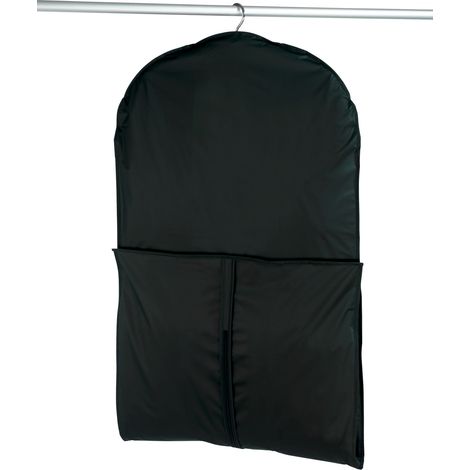 Housse vêtements WENKO Deep Black 60x150cm 3 pièces PEVA housse de protection vêtements abwaschbar housse pour robes manteaux costumes sac à vêtements noire housse vêtements plastique extensible (1/3)