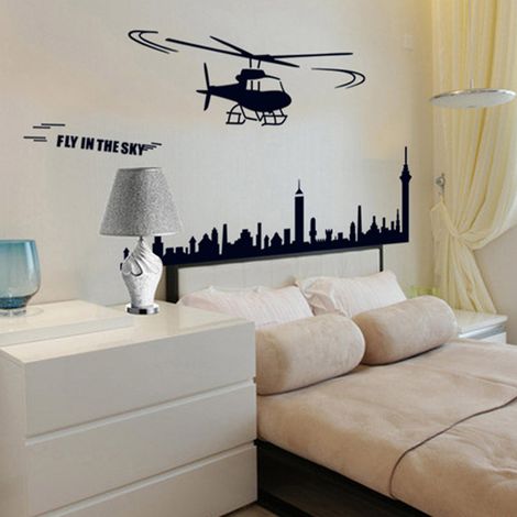 Wandaufkleber mit Cartoon-Flugzeugen, Wandaufkleber für Schlafzimmer, Wohnzimmer, TV-Hintergrund, Wanddekoration, dekorativer Klebstoff. (1/5)