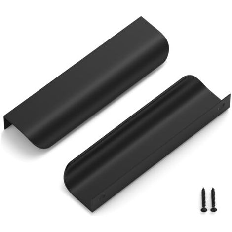 2er-Set Möbelgriffe aus Stahl, gebürstetes Gold-Finish, Lochabstand 120 mm, verschraubbar 96 mm, ultraflaches, modernes Design, schwarz, für Küche, Bad, Wohnzimmer (1/5)