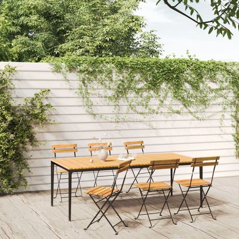 Klappbare Gartenstühle 6 Stk. Stahl und Massivholz Akazie