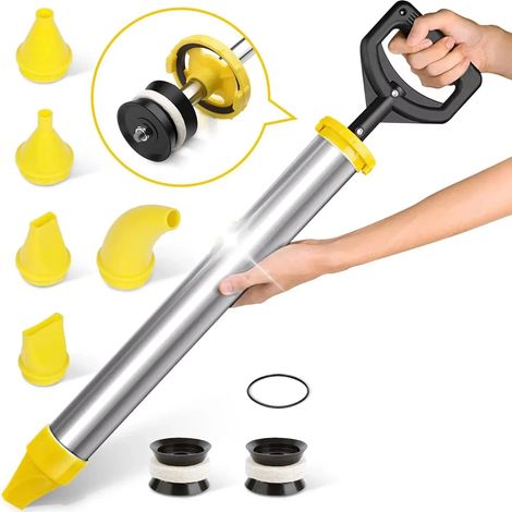 Pistolet à mortier manuel en acier inoxydable 61,5 cm avec pompe et 5 buses, applicateur de ciment pour joints et réparations (1/5)