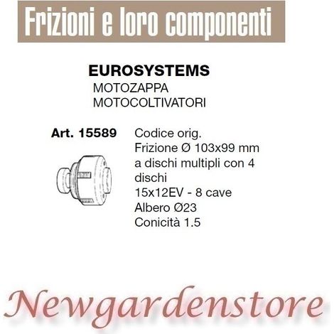 Frizione motozappa motocoltivatore compatibile EUROSYSTEMS 15589 8cave 15x12EV
