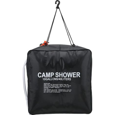 Douche solaire de camping 40 litres, sac chauffant à énergie solaire, équipement pratique pour un bain confortable en extérieur (1/4)