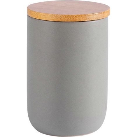 Einfache Keramik-Vorratsgläser mit Holzdeckeln, luftdichte Gläser B (1/5)