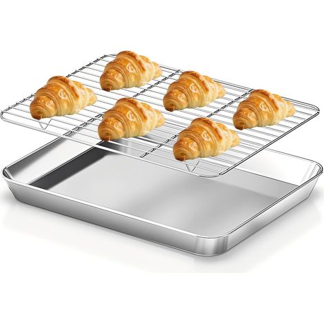 Plaques Et Grilles pour Cuisson Au Four, 40,5x30,5x2,8cm Plat Inox Rectangulaire Plaque Inox Plaque De Cuisson four pour La Cuisson le Rôti (1/5)