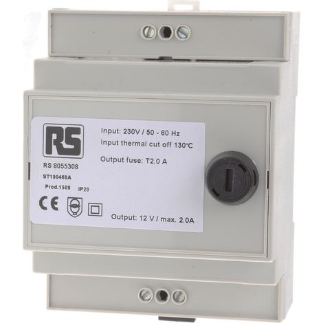 Transformateur rail DIN, Vin 230V c.a., Vout 12V c.a., 24VA, sorties ( Prix pour 1 ) (1/2)