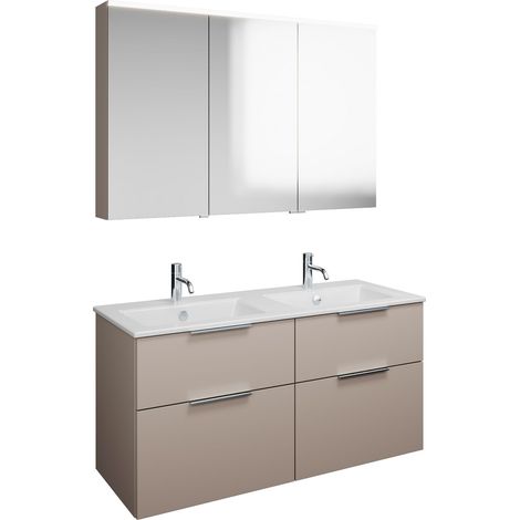 Set burgbad Eqio, composé d'une armoire de toilette à gauche,