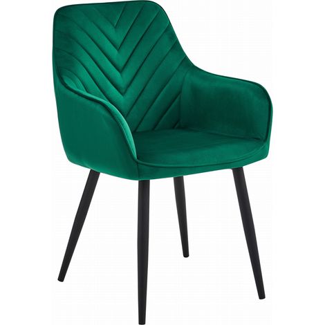 Silla NANA - terciopelo verde oscuro / patas negras x 1 (1/5)
