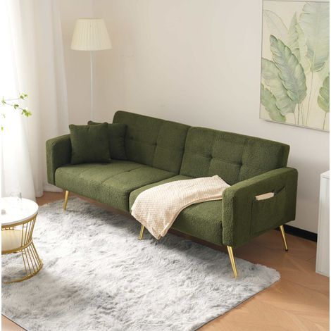Sofá cama reclinable con bolsillos verde OKMYHOME (1/5)