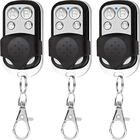 3 Pièces Telecommande Universelle Portail Compatible 433 MHz pour porte de garage, Télécommande Portail Garage sans Fil à 4 Boutons pour Porte de Garage et Voiture (1/5)