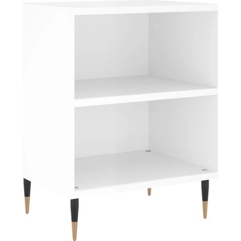 Comodino con ripiani 40 x 30 x 50 cm MDF bianco e ferro DEC033453