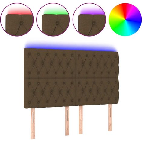 Tête de lit，Panneau décoratif à LED Marron foncé 160x7x118/128 cm Tissu CFW5721221 (1/5)