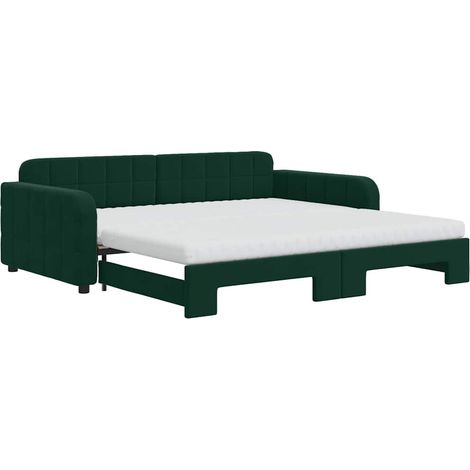 Maison Exclusive - Divano Letto Estraibile Materassi Verde Scuro 100x200 Velluto