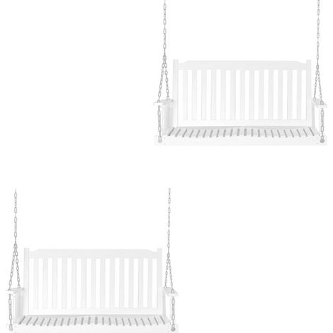 2er-Set gartenschaukel Schaukelbank für 2 Personen aus Massivholz, ideal für Patio & Terrasse, Weiß, 117x69x60cm