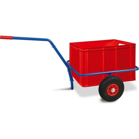 BRB Handwagen mit herausnehmbarem Kunststoffkasten 600x400x420 mm, rot, pannensichere Reifen, Tragkraft 200 kg (1/2)