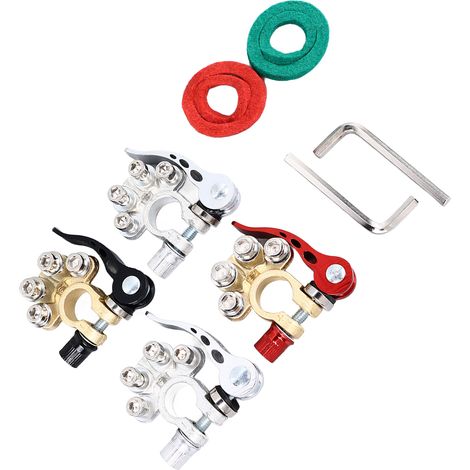 Kit de connecteurs de bornes de batterie en cuivre à déconnexion rapide pour câble automobile avec rondelle et clé (1/5)