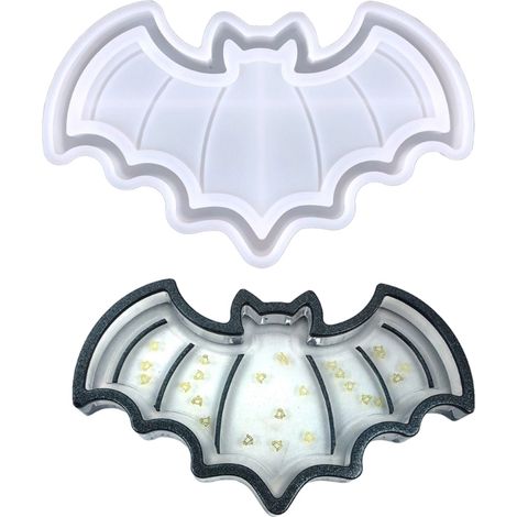 Moule en silicone pour résine époxy en forme de citrouille et de chauve-souris, idéal pour la fabrication de verres à vin de fruits ou pour Halloween. (1/5)