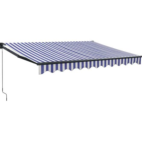 Maison Exclusive - Tenda Sole Retrattile Blu e Bianca 3x2,5 m Tessuto e Alluminio