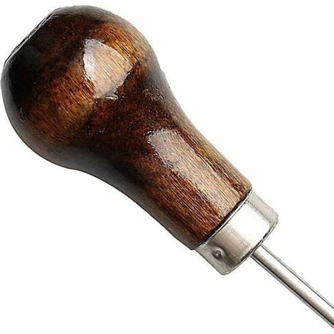 Alène - Manche Bois - Pointe Acier - Pour Cuir Et Textile - 11.5 cm - Aiguille 6.5 cm - 2 Pièces (1/4)