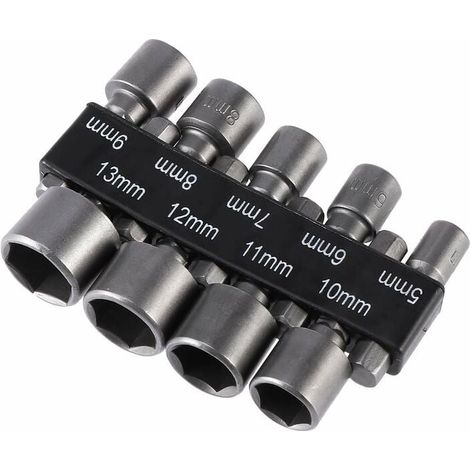 YMYNY 9-teiliges 5–13 mm Imperial-Steckschlüssel-Bohrer-Set mit 1/4-Zoll-Sechskantschaft, Schlag-Steckschlüssel-Bohrer-Set (1/4)