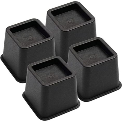 Lot de 4 rehausseurs meubles en ABS avec base stable et durable pour lits canapés, augmentant (1/5)